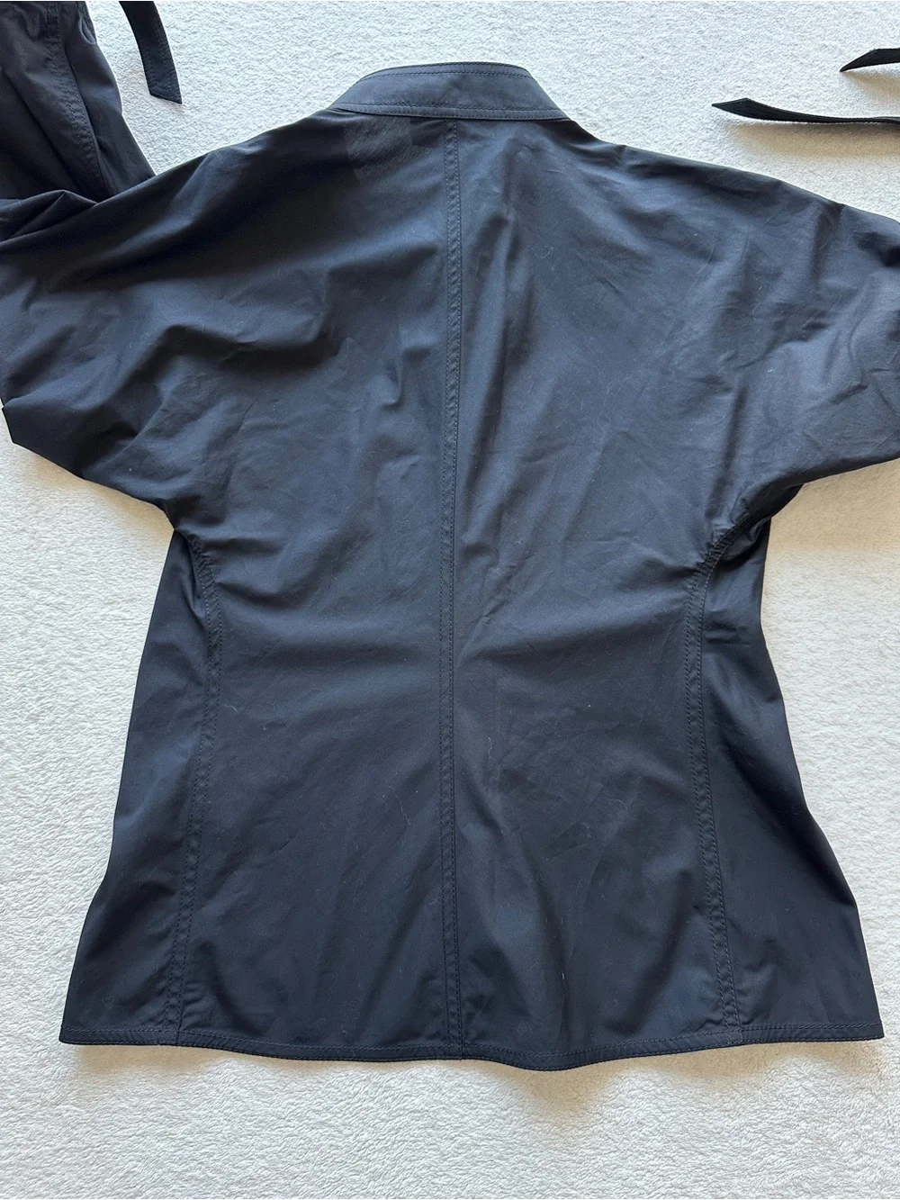 Tory Burch Poplin Shirt Black Cotton size‎ 2 small like NEW removable collar